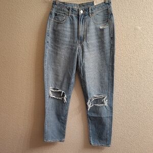 NEW American Eagle Blue Denim Straight Waist Mom Demin Jeans B36 X